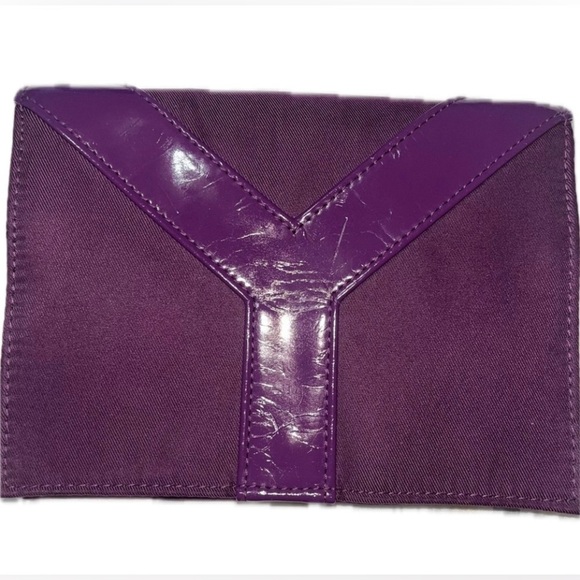 Yves Saint Laurent Purple Soft Suede Fabric Travel Bag- Pouch -Wallet Case - Picture 1 of 16
